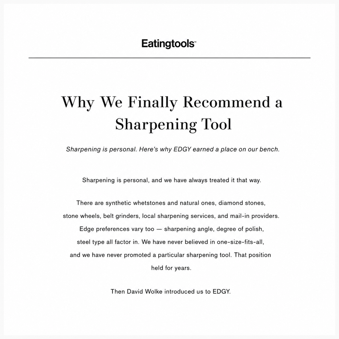 eatingtools.com (USA, New York) - "Warum wir endlich einen Messerschärfer empfehlen können"